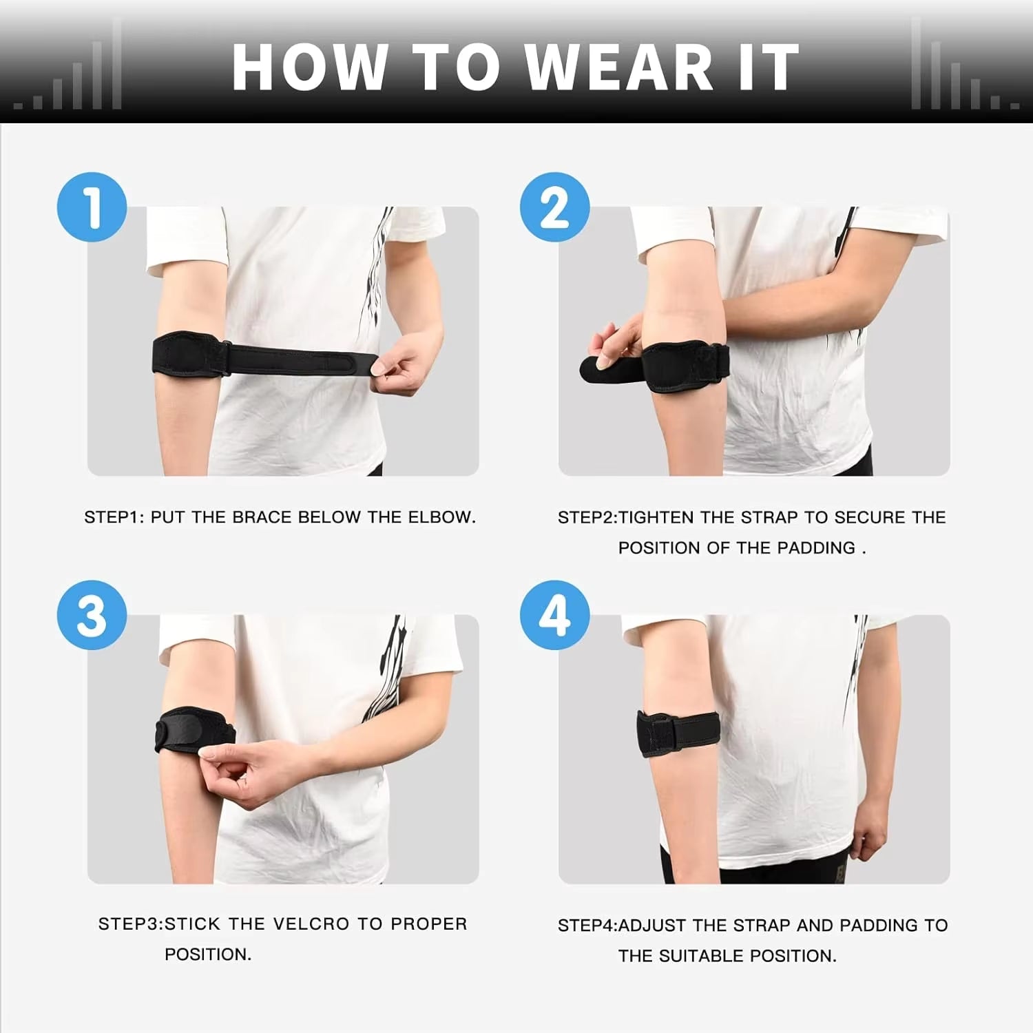 Adjustable Tennis Elbow Brace Golfers Elbow Strap Band Forearm Relief with Compression Pad for Tendonitis Men & Women