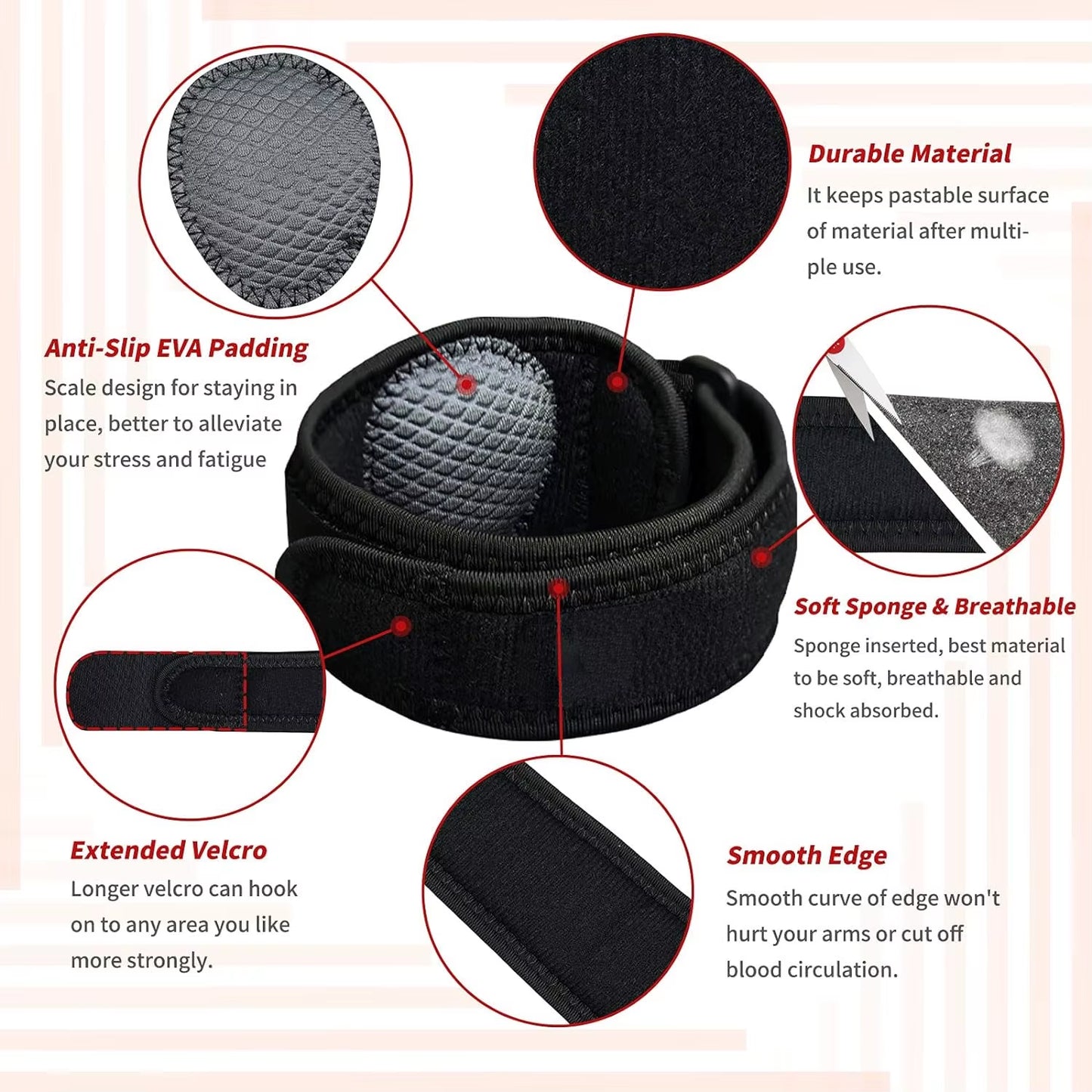 Adjustable Tennis Elbow Brace Golfers Elbow Strap Band Forearm Relief with Compression Pad for Tendonitis Men & Women