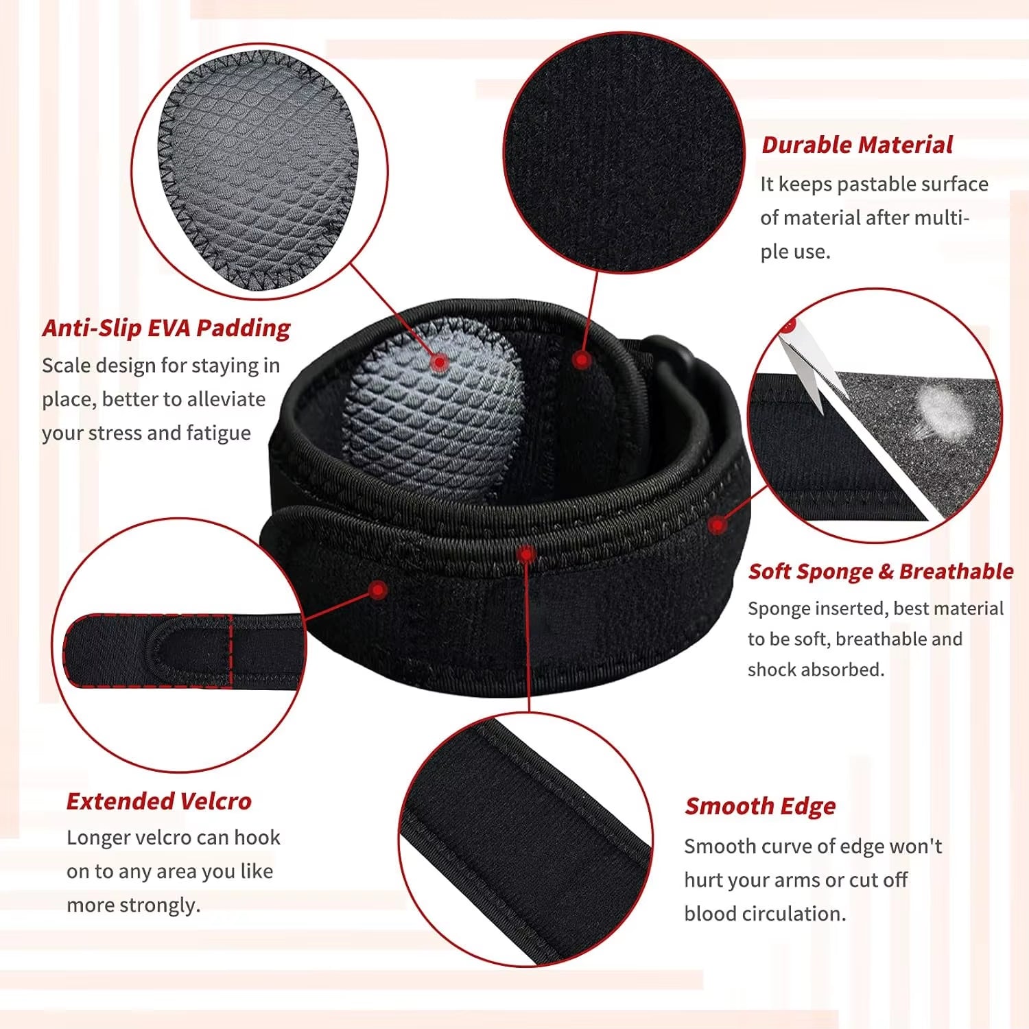 Adjustable Tennis Elbow Brace Golfers Elbow Strap Band Forearm Relief with Compression Pad for Tendonitis Men & Women