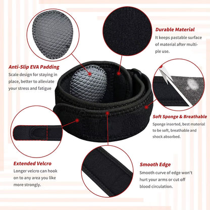 Adjustable Tennis Elbow Brace Golfers Elbow Strap Band Forearm Relief with Compression Pad for Tendonitis Men & Women
